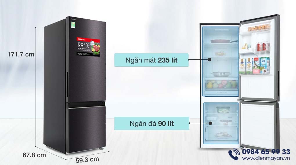 Tủ Lạnh Toshiba Inverter 325 Lít GR-RB410WE-PMV(37)-SG - dung tích sử dụng